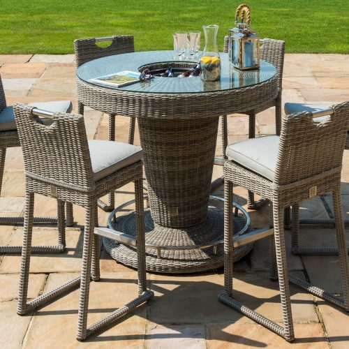 Maze Rattan Oxford 6 Seat Round Bar Set with Ice Bucket